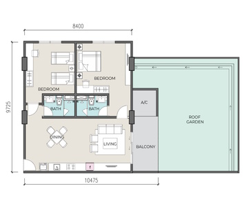 Type C3 - 1639 sq ft (1019 sq ft + 620 sq ft)